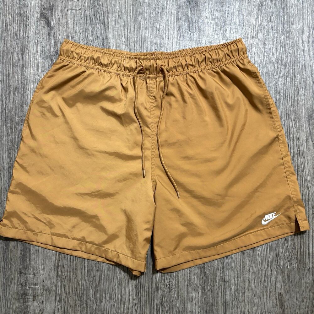 Nike Woven Shorts Men’s Size M Brown Solid Lined Drawstring Elastic Back Pocket